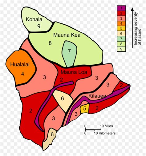 Hawaii Lava Flow Map Hawaii Volcanic Hazard Map, Plot, Diagram, Atlas ...