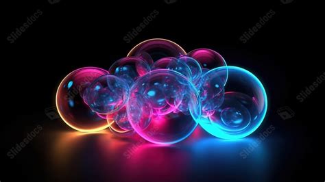 Illuminated Spheres Suspended In 3d Rendered Air Powerpoint Background