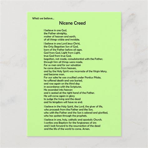 Nicene Creed Postcard ~ Customizable | Zazzle | Nicene creed, Creed ...