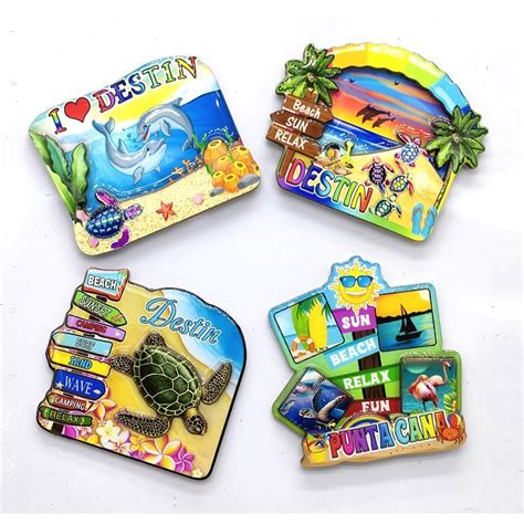 Custom Wood Magnet Souvenir Destin Beach Epoxy Fridge Magnet China