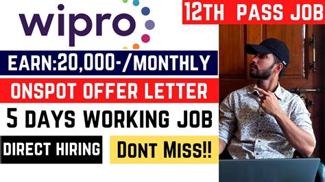 Wipro Th Pass Job Wipro Hiring Freshers Or Above Eligible