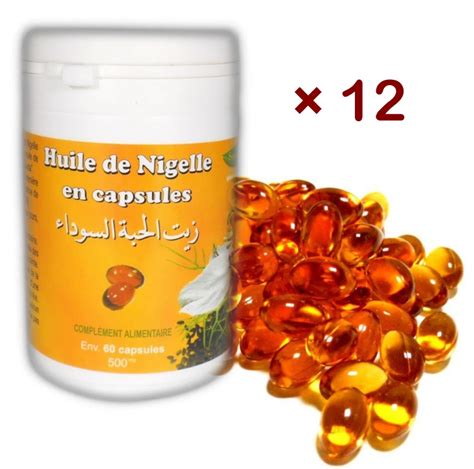 Lot de 12 boites 12 x 60 720 Capsules Huile de Nigelle Complément