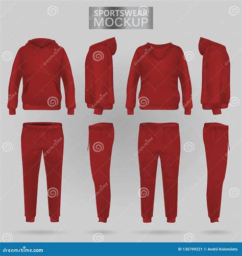 Sportswear Hoodie Mockup Tracksuit Sweatpants For Men Decent Vector