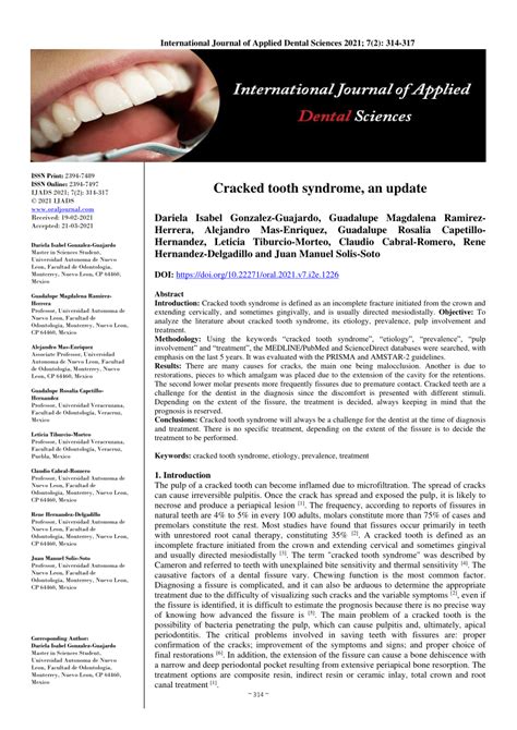 Pdf Cracked Tooth Syndrome An Update