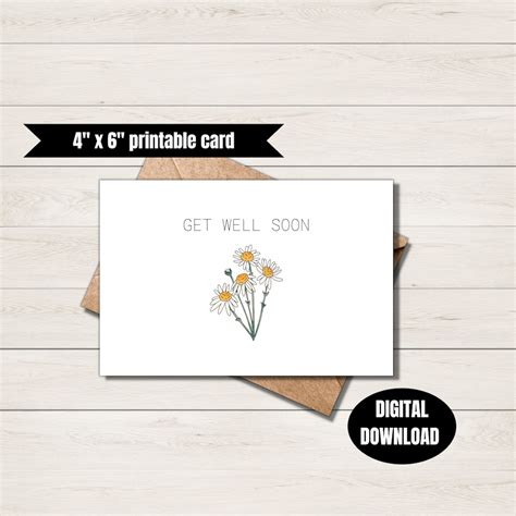 Get Well Soon Card Printable Greeting Card - Etsy