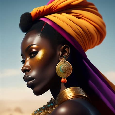 Premium AI Image A Woman With A Yellow Scarf And Orange Headdress Is