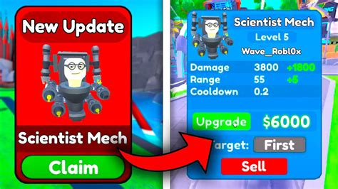 New Leaks 😲😱 I Got New Unit Scientist Mech ☠️ New Update Roblox Toilet Tower Defense Youtube