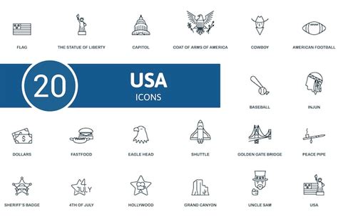 Premium Vector Usa Icon Set Contains Editable Icons Usa Theme Such As The