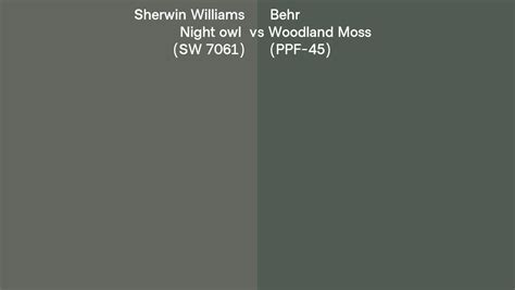 Sherwin Williams Night Owl SW 7061 Vs Behr Woodland Moss PPF 45