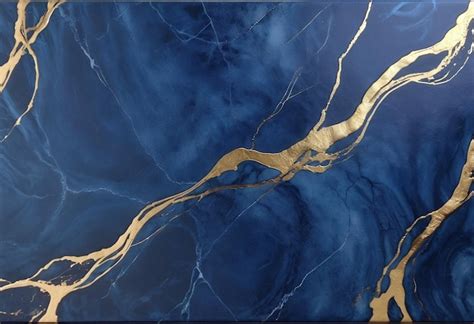 Premium Photo A Blue And Gold Marble Wall With Gold Veining