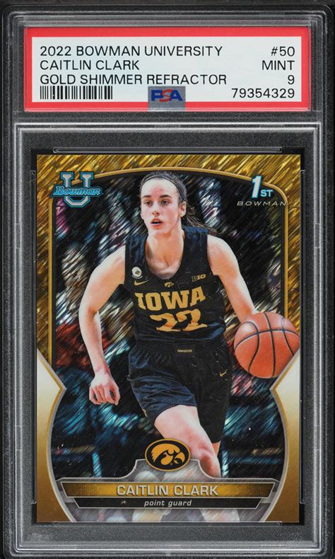 2022 Bowman Chrome U Gold Shimmer Refractor Caitlin Clark ROOKIE 50