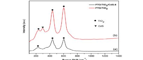 Raman Spectra Of Red Curve FTO TiO2 Thin Film And Black Curve