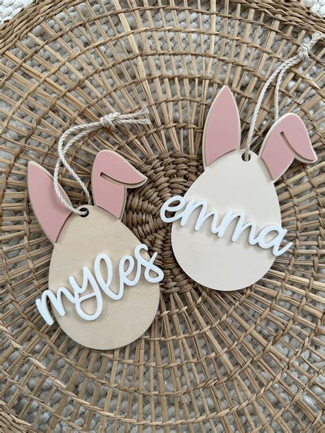 Easter Egg Bunny Ears Name Tag SVG File Easter Basket Name Etsy