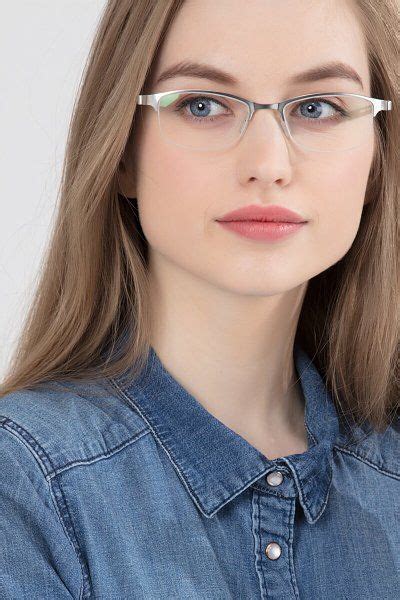 Pearl Rectangle Silver Semi Rimless Eyeglasses Eyebuydirect