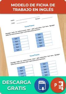 Ficha De Trabajo En Ingl S Formatos Ejemplos C Mo Hacer