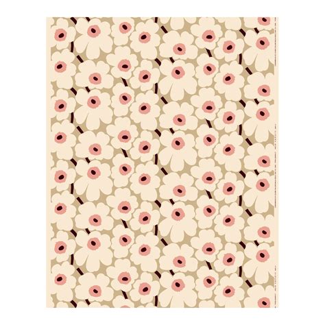 Marimekko Pieni Unikko Coated Fabric Beige Cotton Rose Pre Used