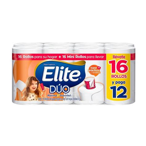 Papel Higiénico Elite Dúo 16 Rollos Con 320 Hojas Dobles C U Walmart