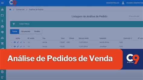 Como Funciona A An Lise De Pedidos De Venda No Erp C Digital Youtube