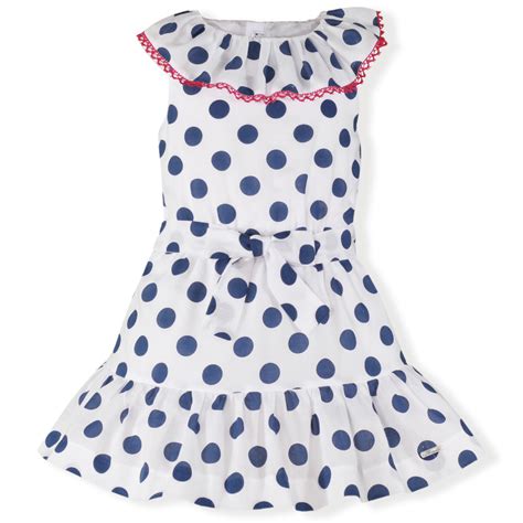 Miranda 2019 Spring Summer Girls White Navy Polka Dots Dress Style 25