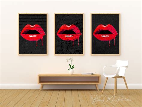 Red Hot Lips Set Of Printable Wall Art Prints With Unique Styles