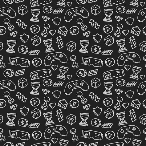 Premium Vector Hand Drawn Game Equipment Seamless Pattern On Chalkboard