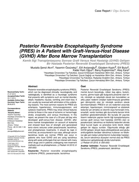 (PDF) Posterior Reversible Encephalopaty Syndrome (PRES) in a patient ...