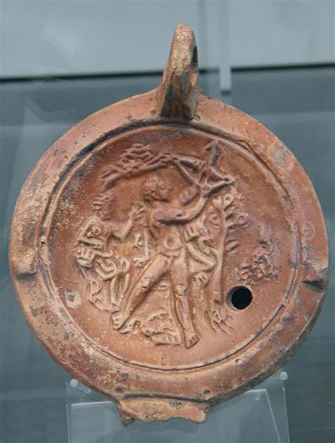 Clay Oil Lamp Depicting Hercules Defeating The Stymphalian Birds