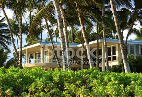 Beach Front Vacation Mansion House Home On Maui Hawaii Stock Photo ...