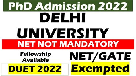 PhD Admission 2022 University Of Delhi DU Phd Admission 2022