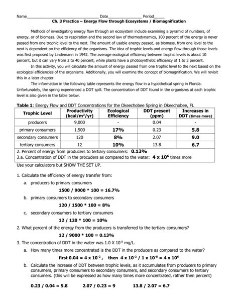 Science 10 Worksheet 3 Energy Flow In Ecosystems Answers Key