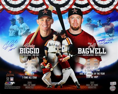 Jeff Bagwell And Craig Biggio Autographed Hall Of Fame Collage 16x20