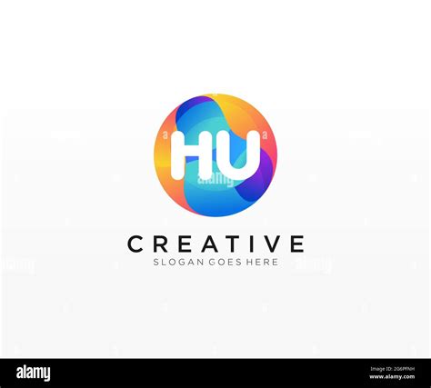 Hu Initial Logo With Colorful Circle Template Stock Vector Image Art