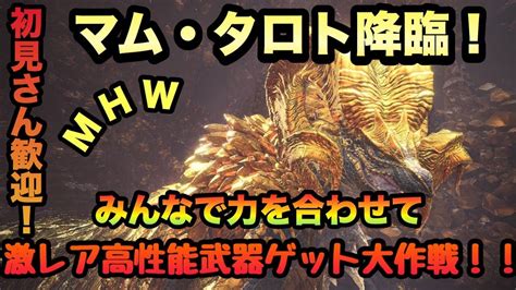 Mhw 初見さん参加歓迎！みんなでマム・タロト周回しようぜ！効率よく激レア高性能武器をゲットしましょうぜ！ ※概要欄にお願いを書いております