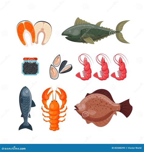 Ilustração Do Vetor Do Alimento De Mar Ilustração do Vetor Ilustração