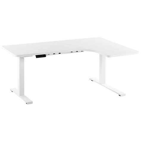 Bureau angle à droite réglable électrique 160 x 110 cm blanc DESTIN II