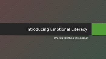 Introduction To Emotional Literacy Tpt