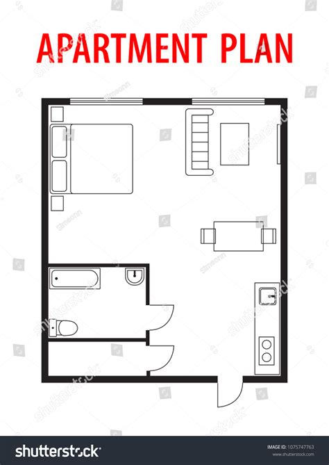 plan architectural project blueprint apartment studio stock vector