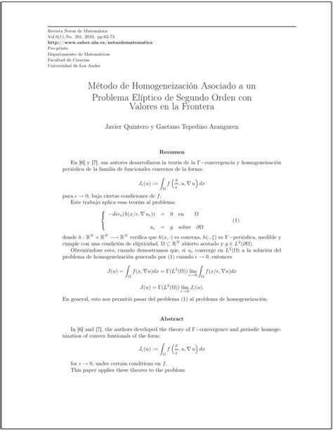 M Todo De Homogeneizaci N Asociado A Un Problema