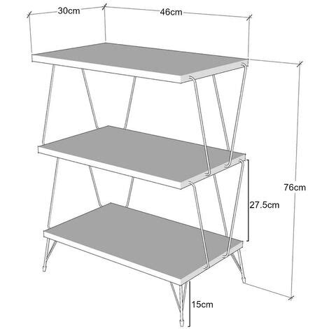 Table d appoint Bamble avec 2 étagères panneau de particules métal 46 x