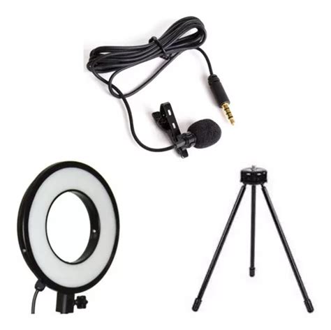 Kit Youtuber Ring Light 6 Tripé De Mesa Microfone Lapela