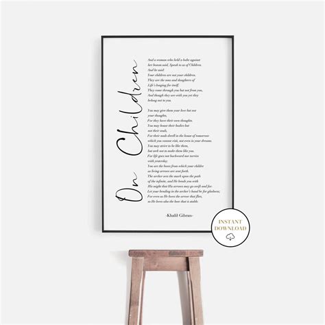 On Children Kahlil Gibran Printable Wall Art Poem Prints Nursery