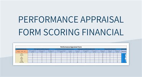 Performance Appraisal Form Scoring Financial Excel Template And Google