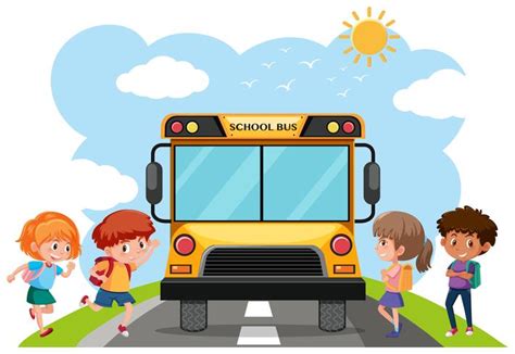 Etudiants Et Bus Scolaire 591587 Art Vectoriel Chez Vecteezy