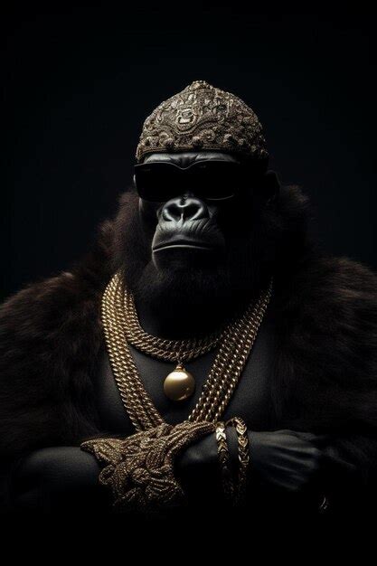 Premium AI Image A Gorilla Wearing A Costume With A Gold Chain Around