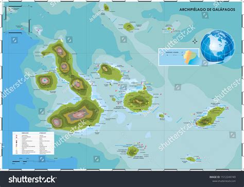 Map Galapagos Islands Ecuador Stock Vector (Royalty Free) 1512249749 ...