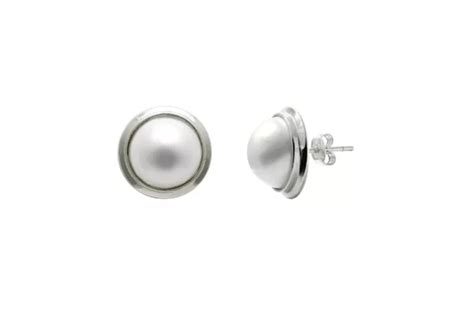 Sterling Silver Mm Mabe Pearl Stud Earrings Pleasance Harper