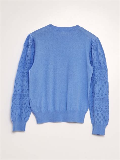 Pull En Maille Fine Bleu Kiabi