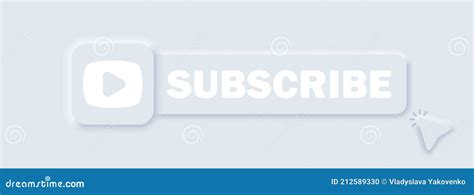 Subscribe Button With Arrow Cursor And Shadow Bell Button And Hand