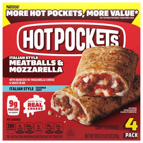 Save On HOT POCKETS Italian Style Meatballs Mozzarella Sandwiches Pk Frozen Order Online