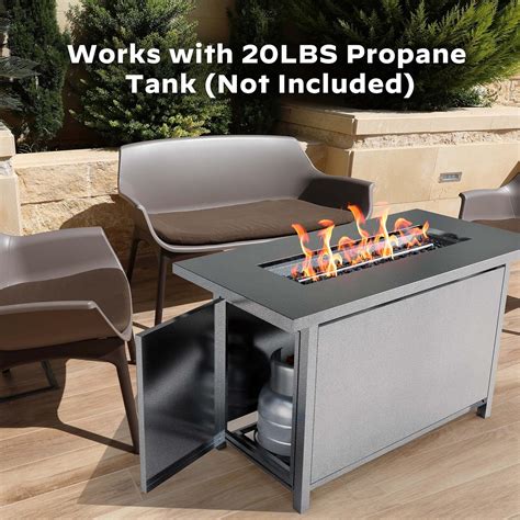 Ciays Btu Propane Fire Pits For Outside With Steel Lid And Lava